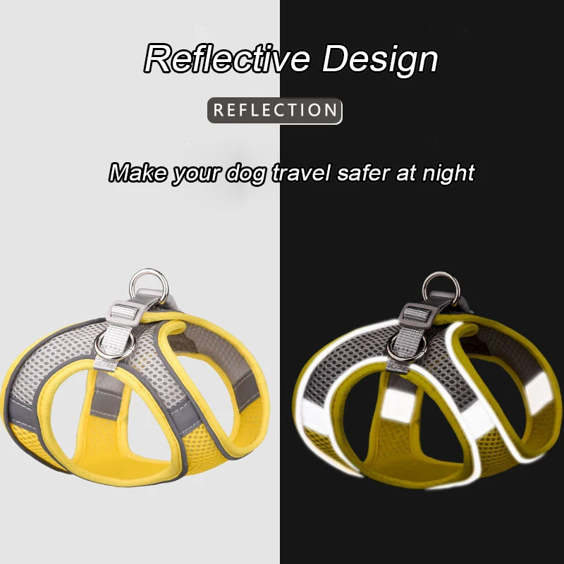 Нейлоновый бесшумный ошейник для собак с отражающей грудной лямкой, дышащий, регулируемый для маленьких собак и кошек на прогулке.