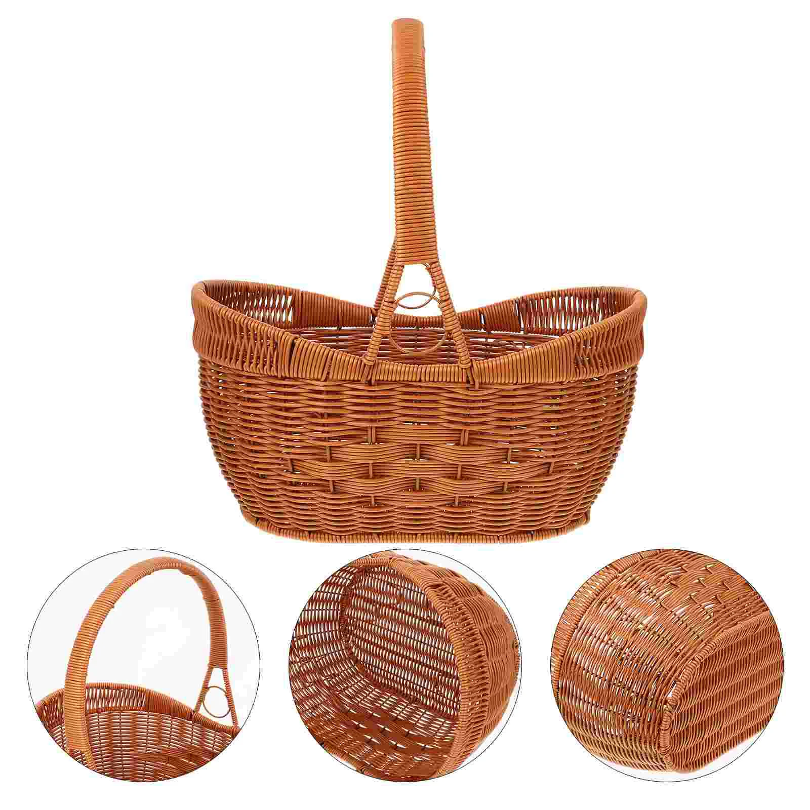 

Reusable Hand-held Picnic Basket Woven Basket Fruit Egg Storage Basket Home Picnic Basket