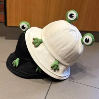 cartoon frog eyes hat outdoor fishing sunscreen bucket womens japanese fashion casual fishermans hat in spring summer