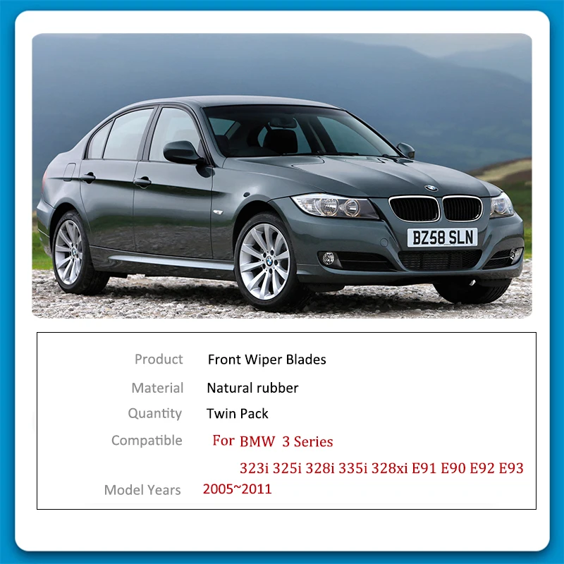 Передние щетки стеклоочистителя для BMW E91 E90 E92 E93 323i 325i 328i 335i 328xi 3 Series 2005 2006 2007 2008 2009