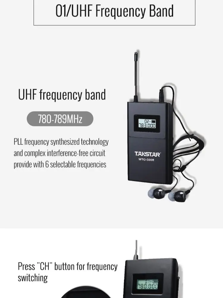 Горячая беспроводная система передачи звука Hot Takstar WTG-500/WTG 500 UHF PLL: 1 передатчик + 25 приемников + 1 микрофон с гарнитурой + 25 наушников.