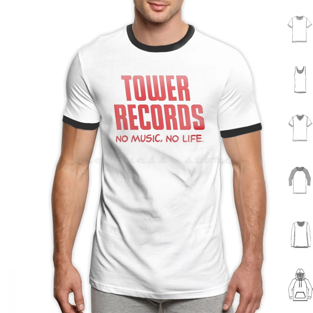 Tower Records-Vintage-Retro T Shirt Cotton Men Women Diy Print Tower 1960 Music Grunge Metal Vinyl Vintage Retro 80S 70S 90S