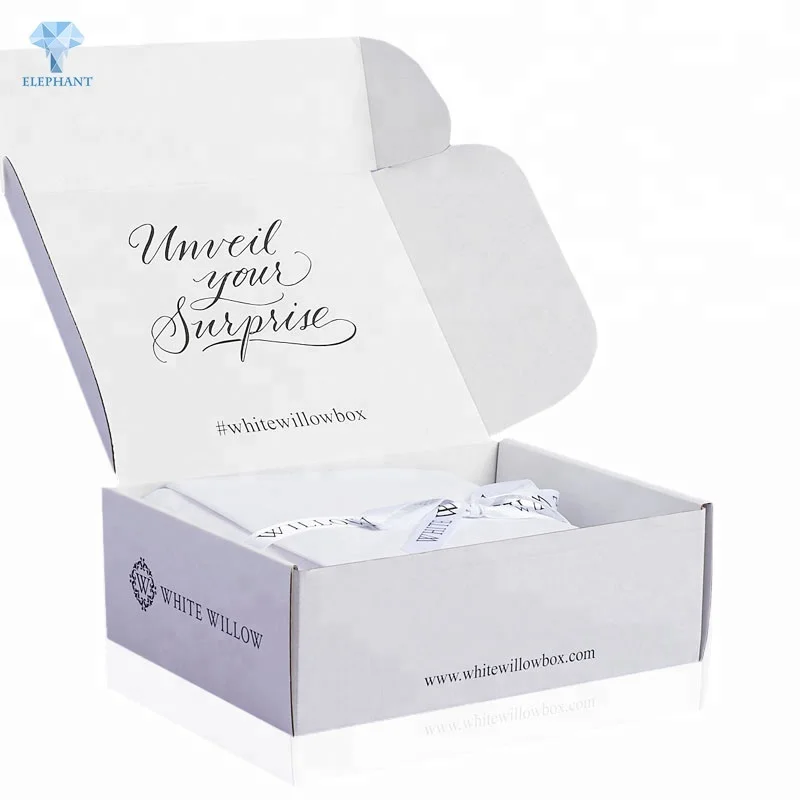 Custom logo printed gift box standard export portable folding corrugated white shipping mailer box