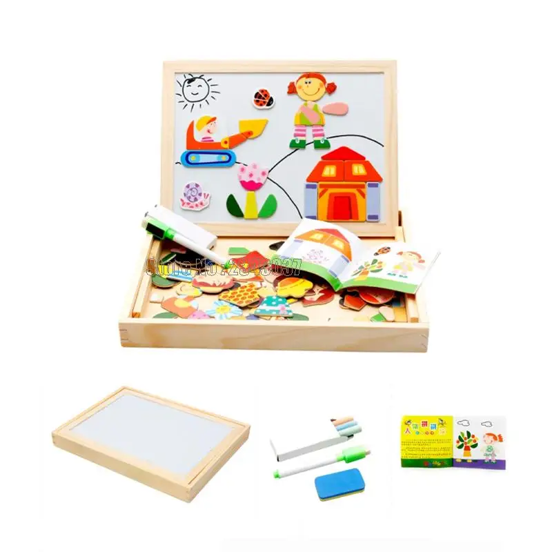 Многофункциональный Развивающий пазл с животными из джунглей деревянный