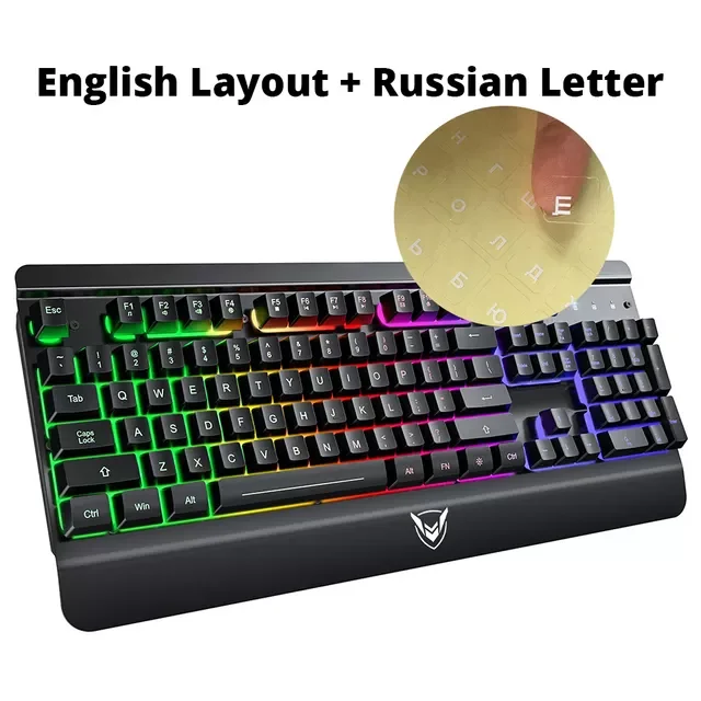 

USB-клавиатура игровая Проводная с подсветкой, 104 клавиш, Русская раскладка