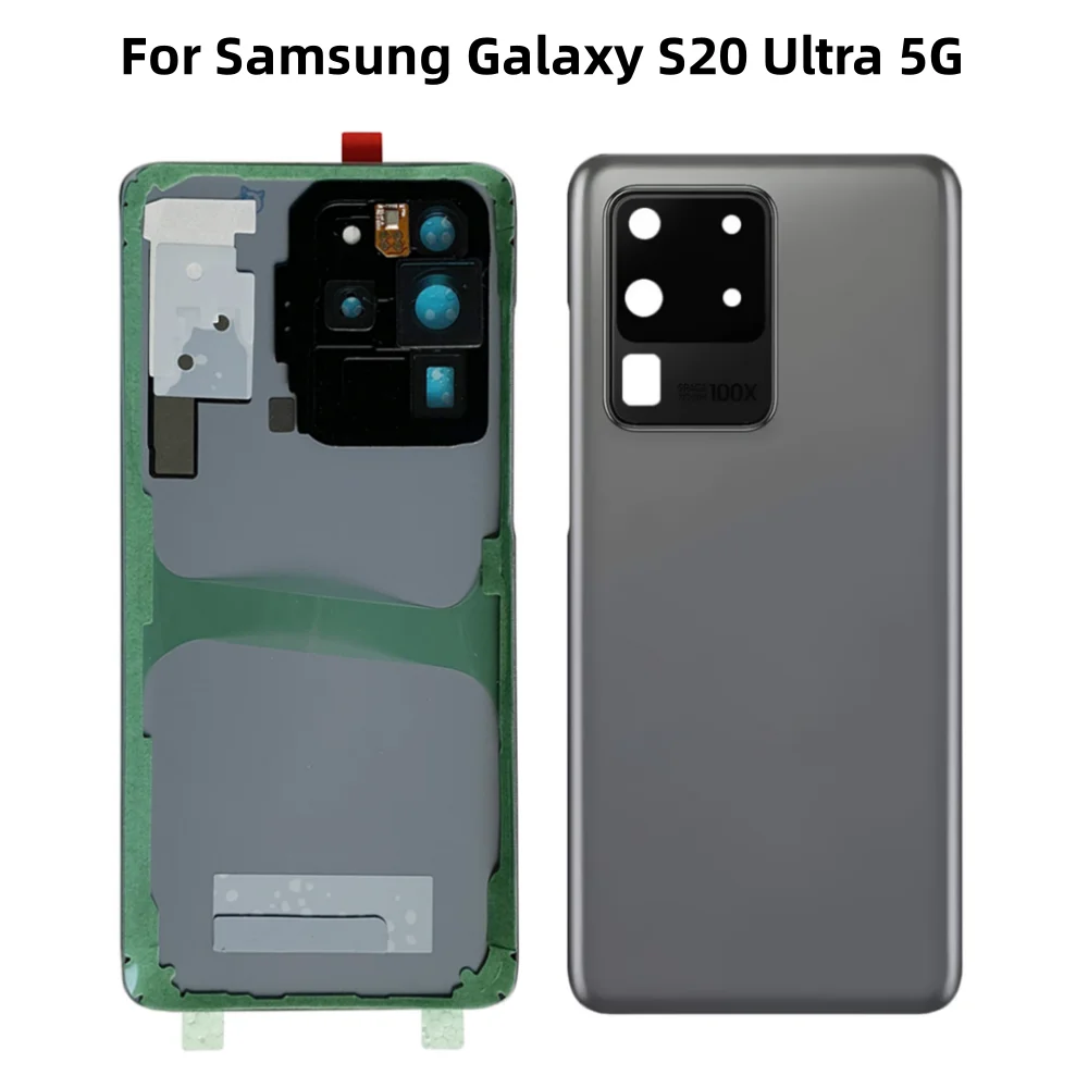 

New Quality Back Glass For Samsung Galaxy S20 Ultra 5G Rear Door Battery Cover With Mic Board Full Set Stickers