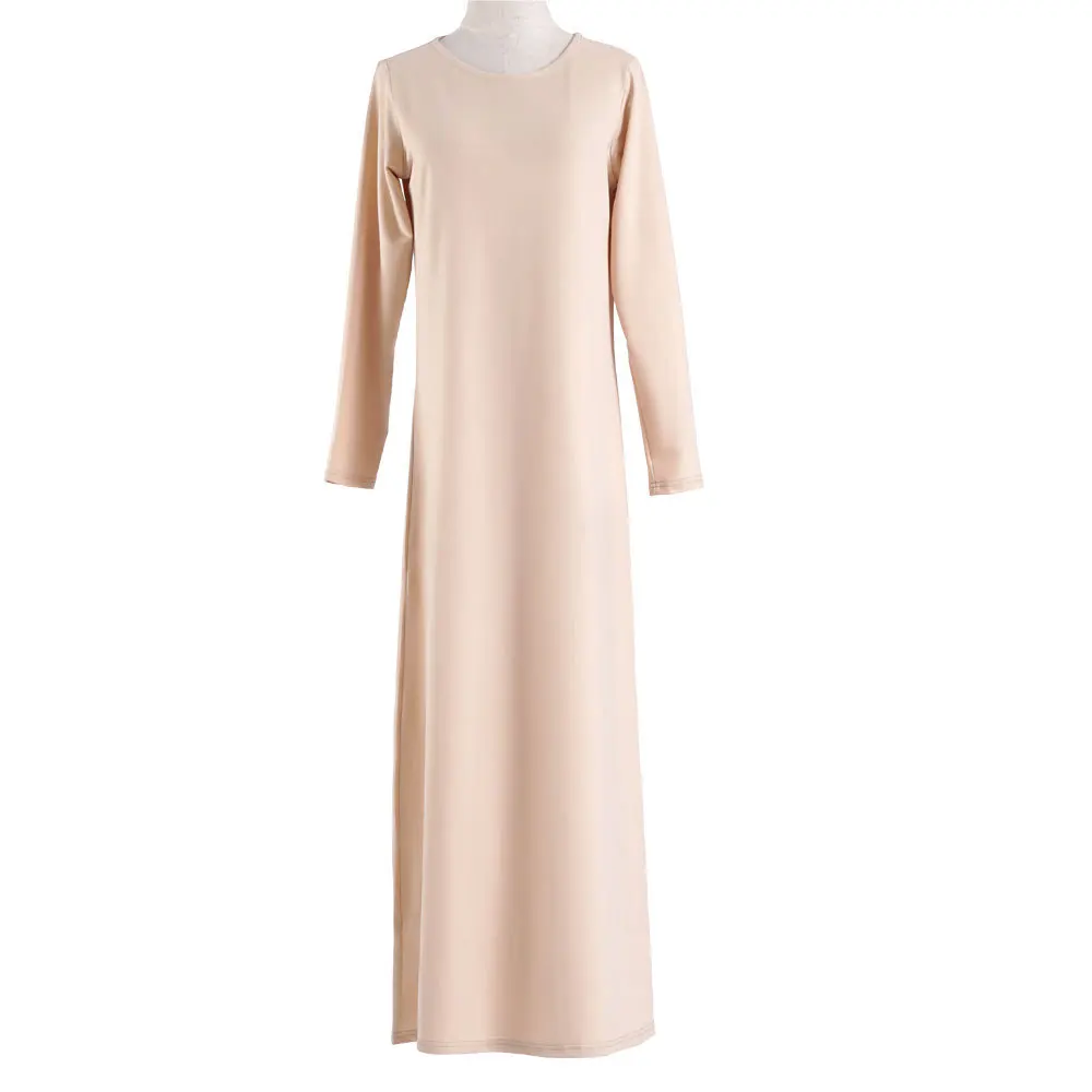 New Fashion Stretch Islamic Inside Dress Robes Cotton Fancy Dress Inner Dress French Stylish Modesty Islamic Dress WY56