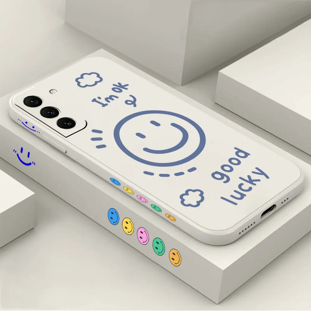 

Happy Smile Face Phone Case For Samsung Galaxy S23 S22 S21 S20 Ultra FE 5G S11 S11E S10 10E S9 Plus Lite Cover Fundas Cqoue Capa