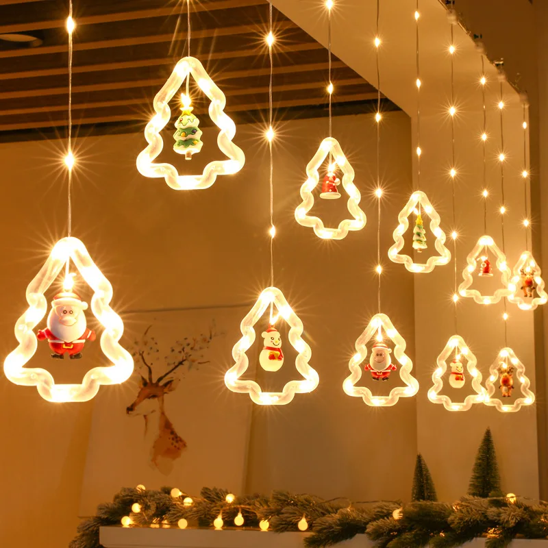 Great LED String Lights Energy-saving PVC Xmas Tree Santa Claus Style LED Fairy Lights  Curtain Lamp    String Lights Set GL172