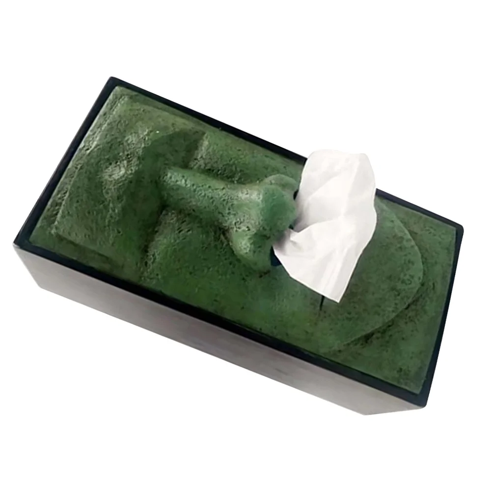 

Tissue Box Cover Easter Island Resin Moai Holder Napkin Paper Rectangular Storage Statue Sculpture Tiki Head Face Bathroom
