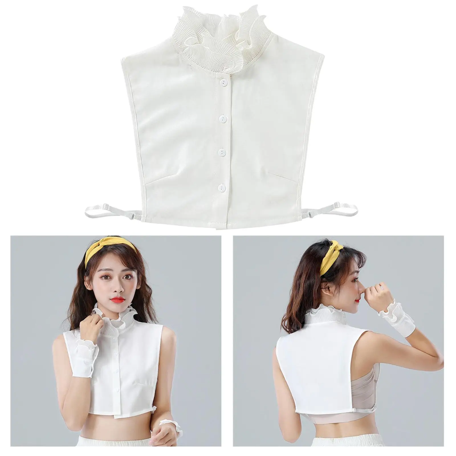 

Collar Detachable Ruffles Dickey Collar Blouse Half Shirts Faux False Collar for Women & Girls Favors