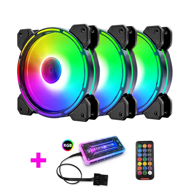 Coolmoon 120mm Cooling Fan RGB Ventilador Cooler 6PIN Mute PC for Computer Case Chassis DIY Adjust Cooler 5V Aura Sync Music