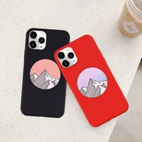 gykz pink mountain peak phone case for iphone 13 12 mini 11 pro max xr x xs max 7 8plus se couple soft silicone back cover coque