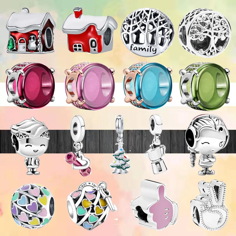 

Новые милые круглые циркониевые бусины в виде семейного дерева с ПАВЕ, подходят для оригинальных шармов Pandora, браслет серебряного цвета, сде...
