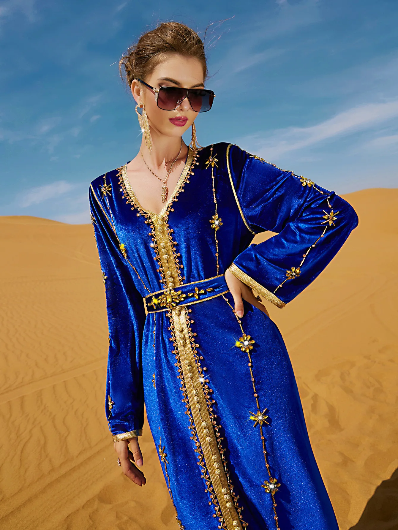 Winter Diamond Velvet Abaya Dress Women Moroccan Kaftan Muslim Arabic Jalabiya Islam Clothes Elegant Dubai Party Evening Dresses