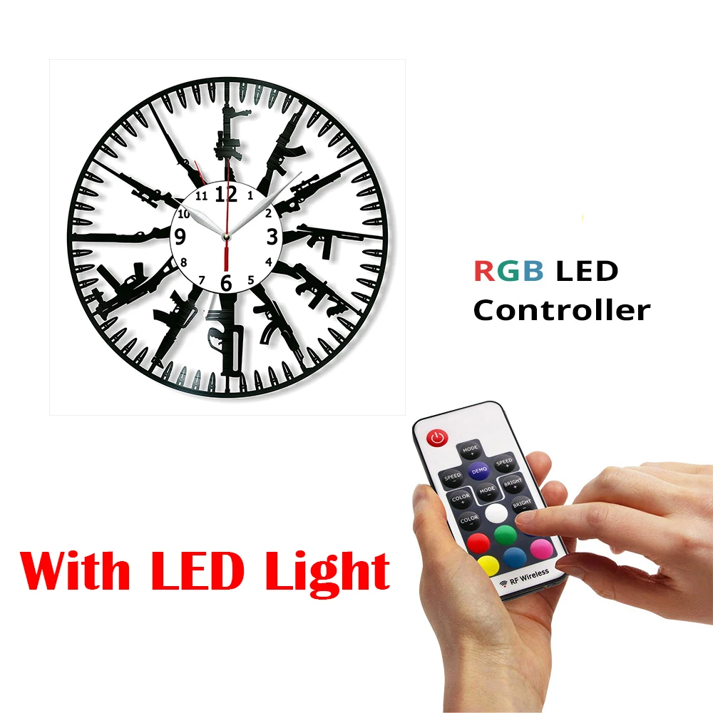 

Виниловые часы 12 дюймов, настенные часы, пистолет, лучший подарок для любителей пистолета, оригинальный черный настенный домашний декор