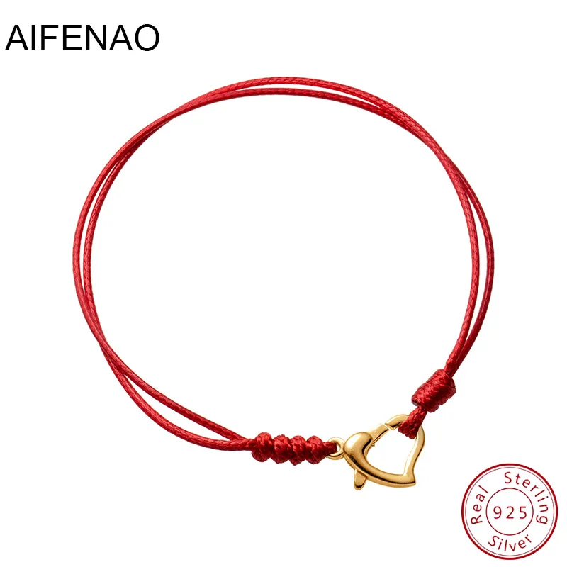 

красная нить на руку Сердце браслет серебро 925пробы подарки для женщин браслет для девочки Минималистские ювелирные изделия ручной работы ...