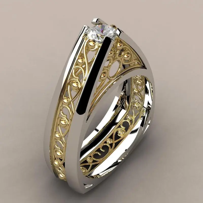 

HOYON 14k Gold color Ring Separation Anillos De Ring Bizuterias Hip-hop Rock Rings for Women Men Gemstone bijoux anel jewelry