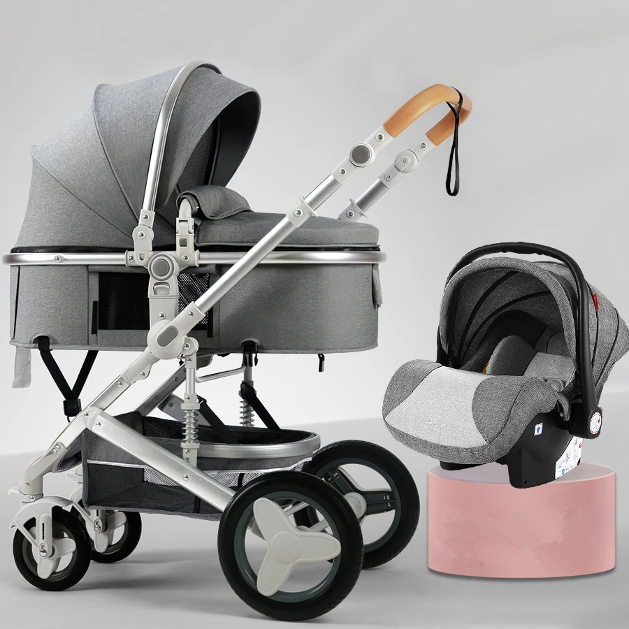 2022 High Landscape Baby Stroller 3 in 1 With Car Seat and Stroller Luxury Infant Stroller Set Newborn Baby Car Seat Trolley images - 6