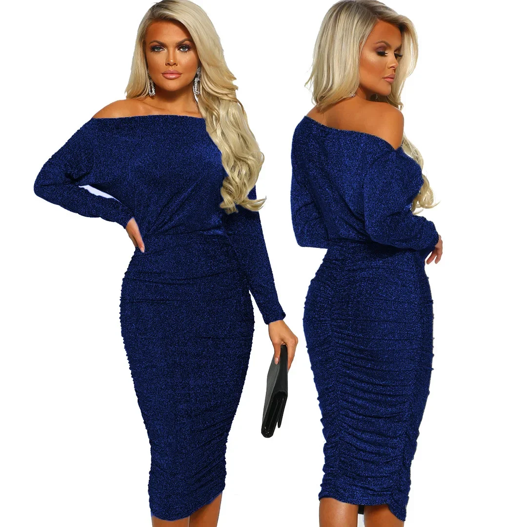 Модное стеганое женское платье с длинными рукавами и шнуровкой на плечах