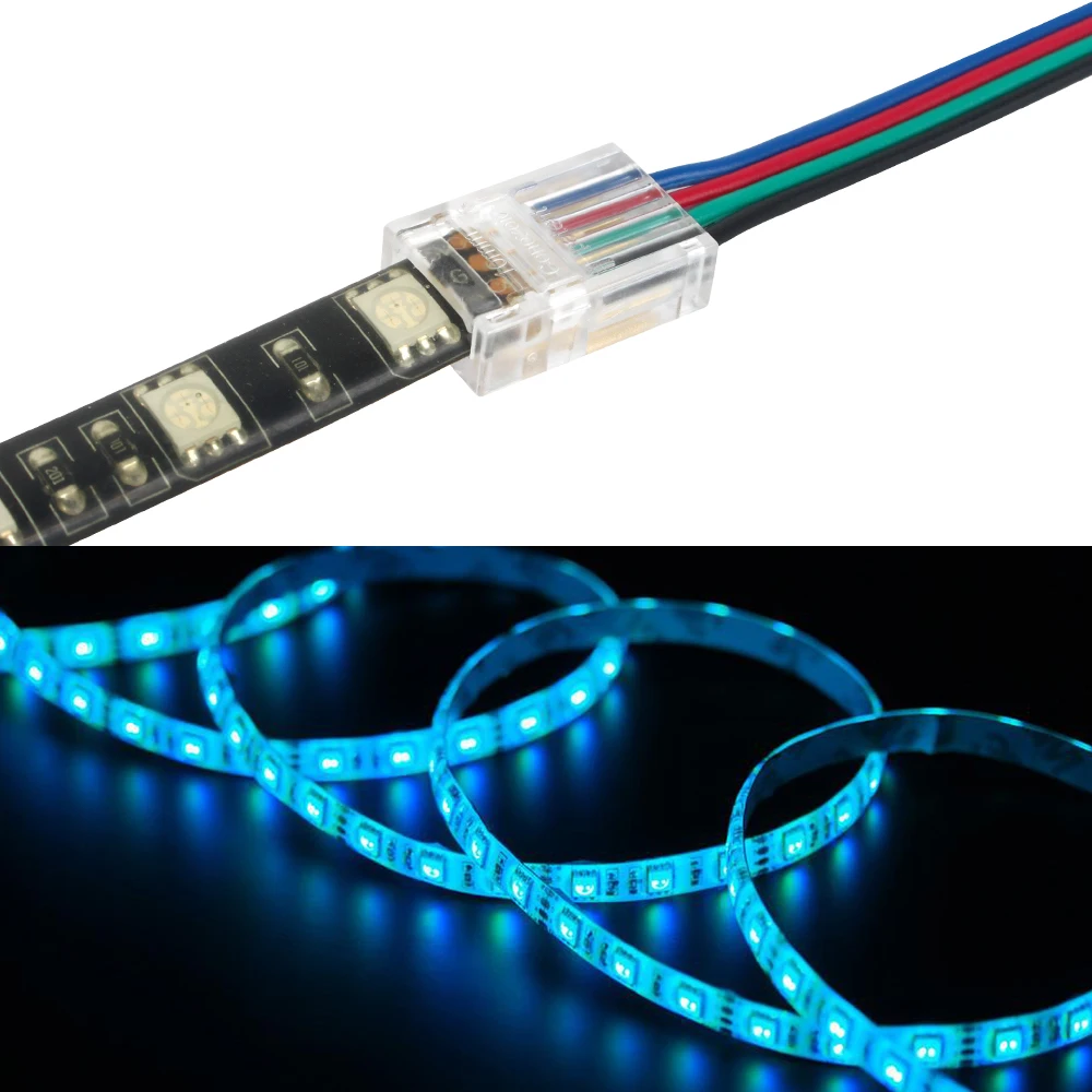 

8/10mm Wire Connector 2/4Pins Connectors Adapter For SMD 3528 5050 RGB Strip Light IP65 Flex Strip PCB Connector For L-shaped