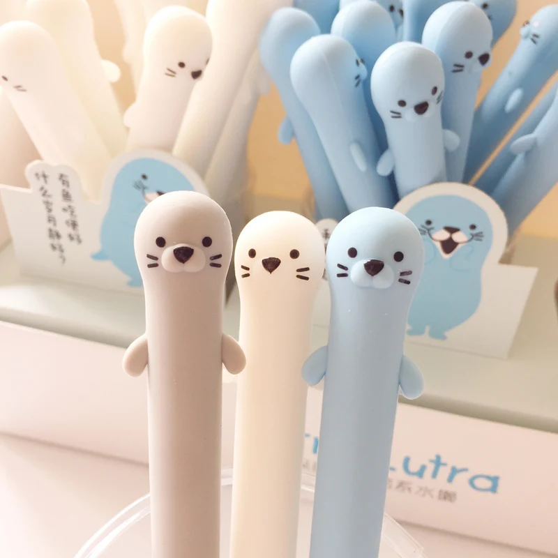 

1Pc Cute Silicone Otter Gel Pen Rollerball Pen School Office Supply Stationery 0.5mm Black Ink
