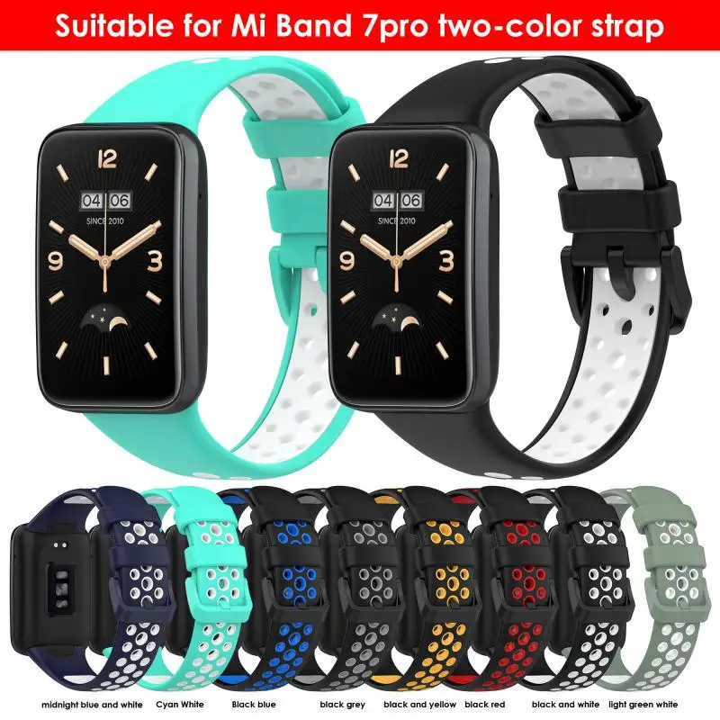 

Smart Watch Silicone Strap Multi-color Tpu Sweat-proof Replacement Wristband Two-color Sports Strap For Xiaomi Mi Band 7pro