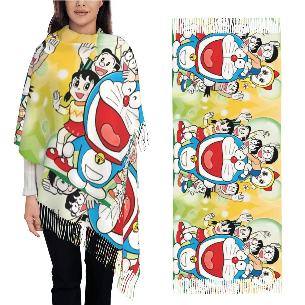 Теплый мягкий шарф зимние шали с героями мультфильмов D-Doraemon Wrpas платок на заказ