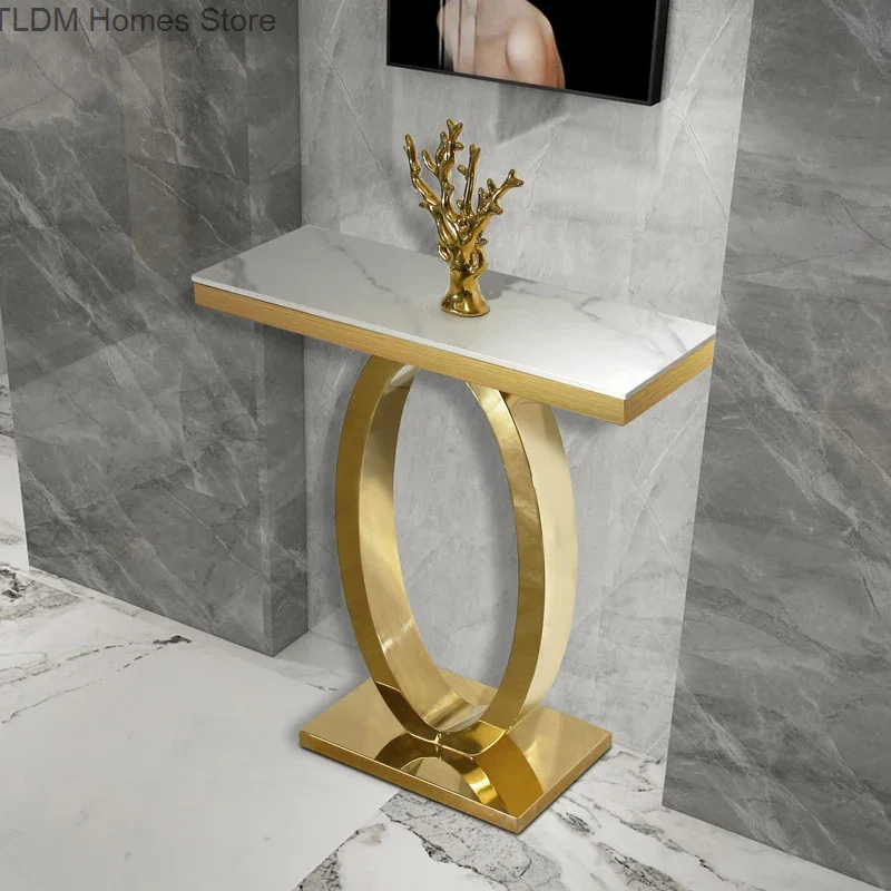 Консоль дизайнерская металлическая для гостиной роскошный угловой столик в