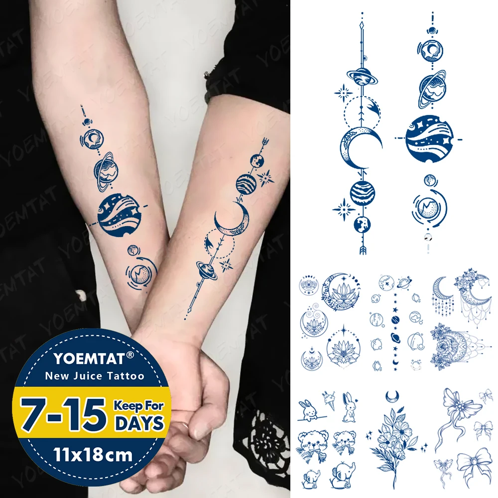 

Semi-Permanent Waterproof Temporary Tattoo Stickers Universe Galaxy Stars Genipin Herbal Juice Lasting Ink Fake Arm Wrist Tatoo