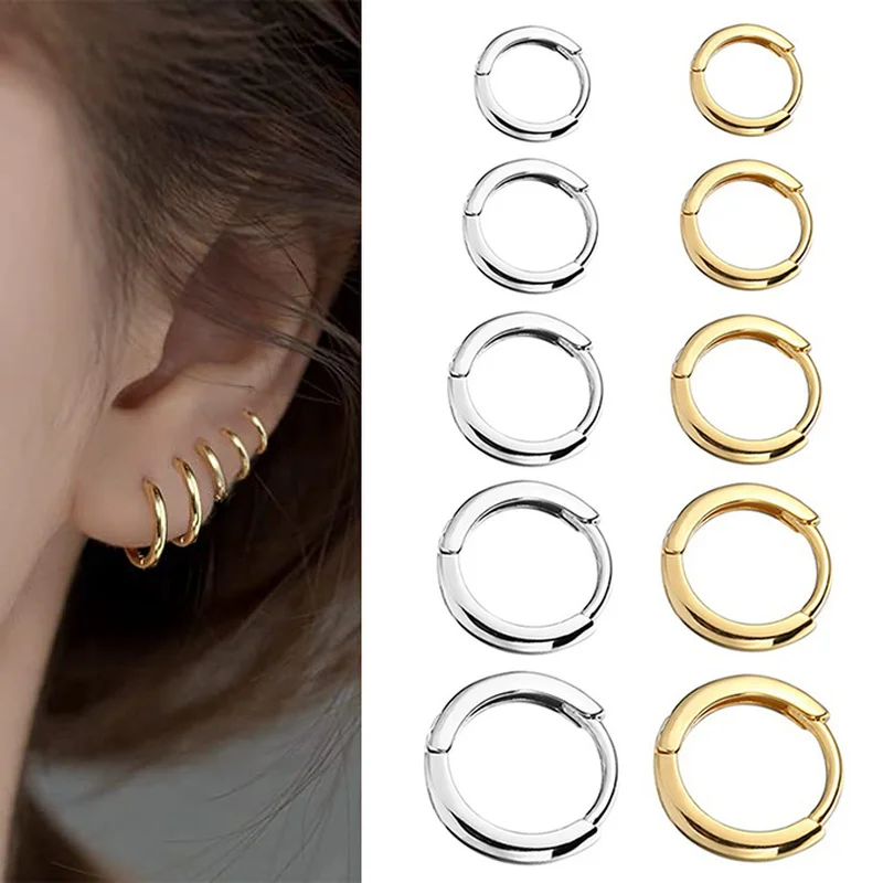 

2022 New Simple Stainless Steel Gold Small Hoop Earrings for Women Men Cartilage Ear Piercing Jewelry Pendientes Hombre Mujer