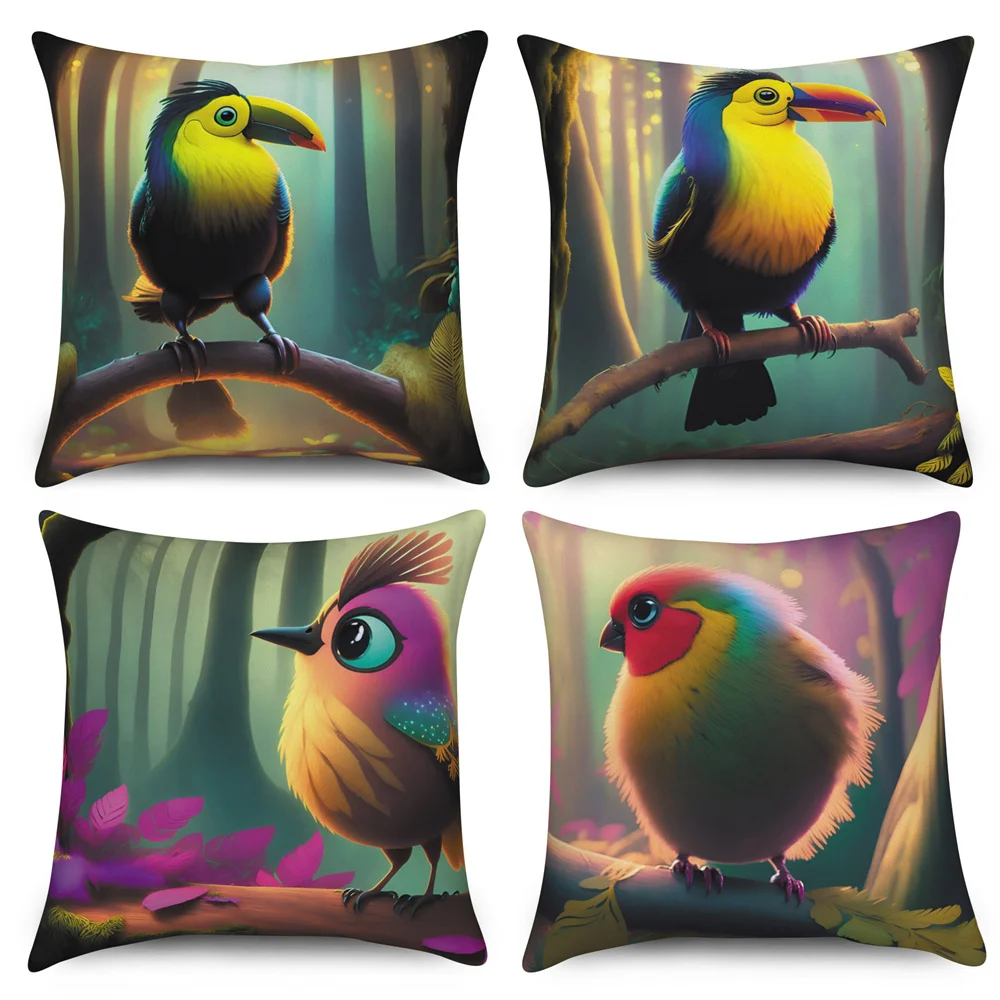 

Cartoon Birds Cushion Cover Pillowcase Home Sofa Car Decorative Throw Pillow Cover Coussin Cojines 40x40 45x45 50x50cm