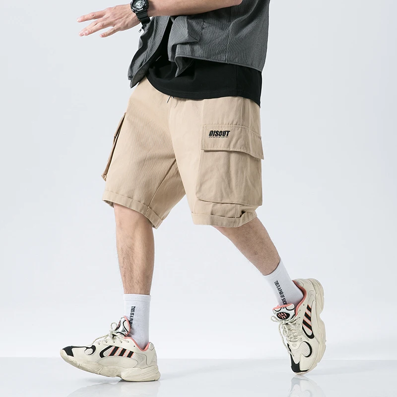 Шорты-карго мужские с завязкой модные штаны до колена хлопок цвет хаки рабочая
