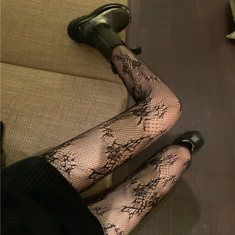 

Lace Mesh Tights Fashion Women Pantyhose Sexy JK Women's Stockings Floral Print Lolita Fishnet Gothic Clothes Socks Hosiery
