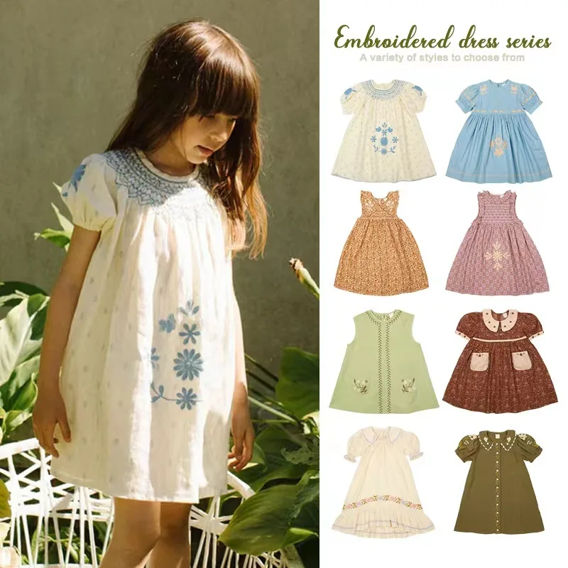 

Jenny&Dave Girls' Dress 23 Summer Same Style Pastoral Style Girls' Heavy Industry High Sting Embroidery Embroidery Embroidery Em