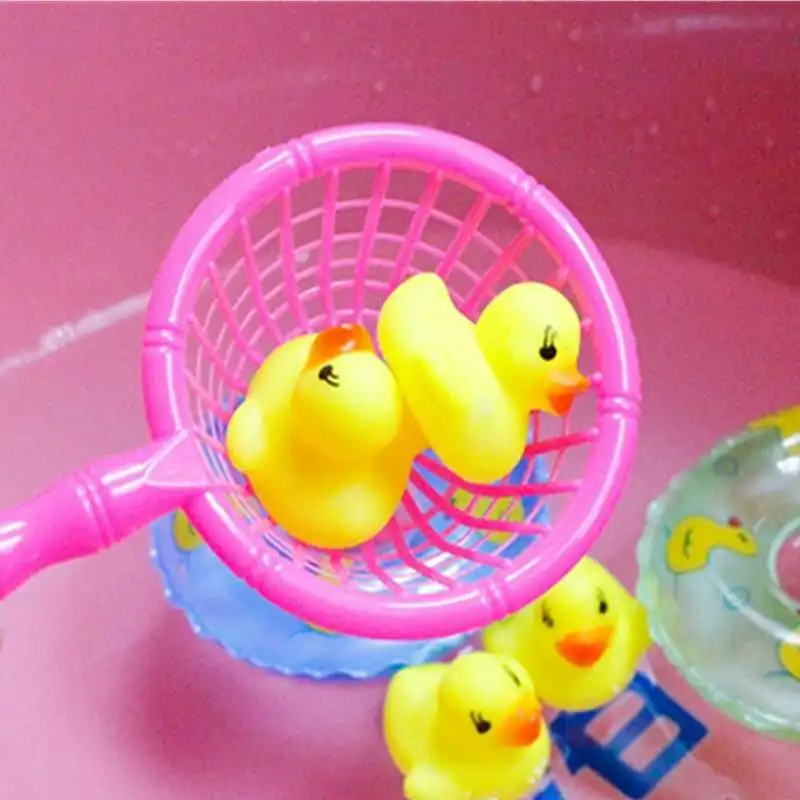 6pcs/set Baby Bath Toys Mini Swimming Ring Rubber Duck Accessories Kids Water Toys Children Inflatable Bathroom Bathing Toys