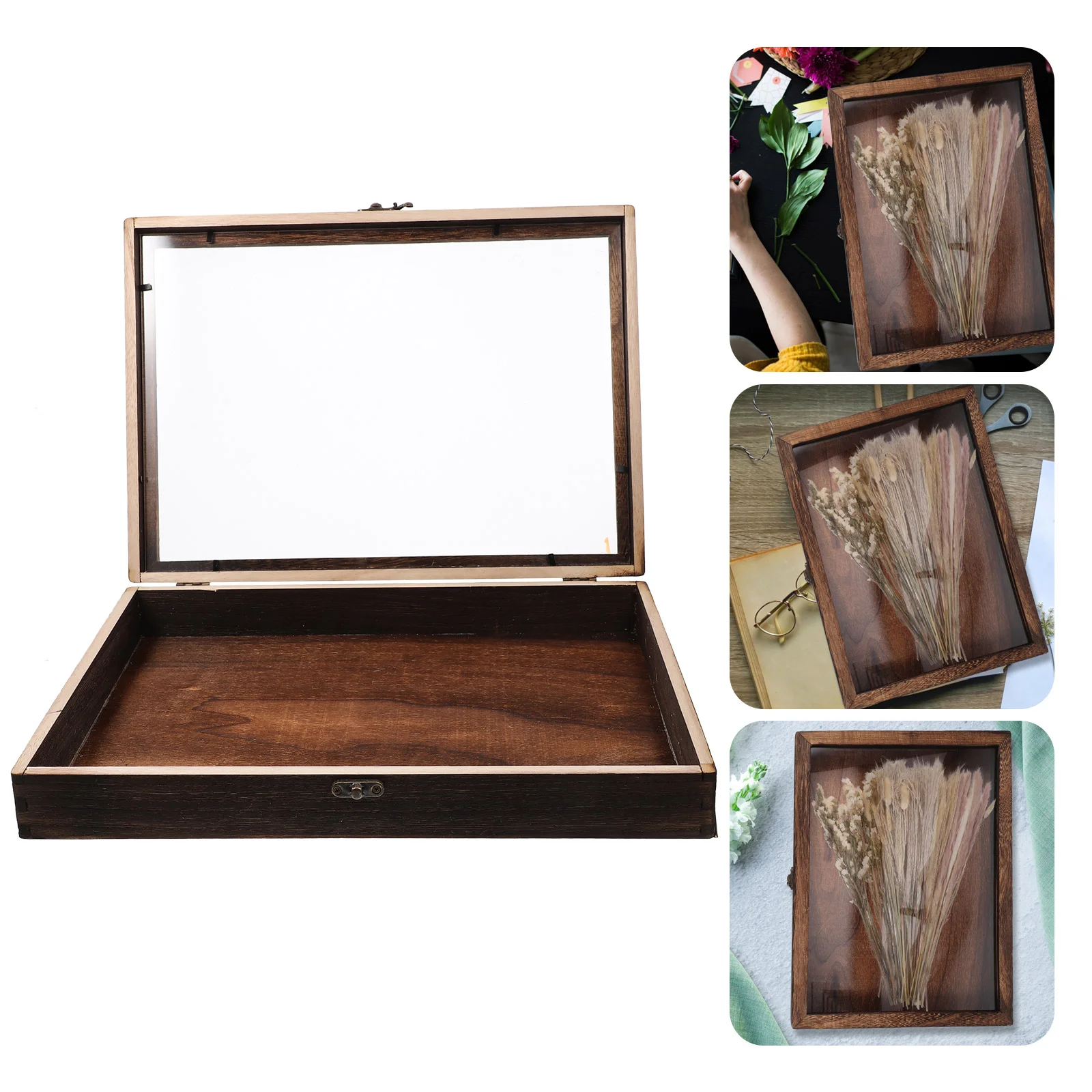 

Case Display Box Specimen Frame Wooden Wood Shadow Grey Medals Picture A4 Memory Bank Jewelry Storage Keepsake Organizer Exhibit