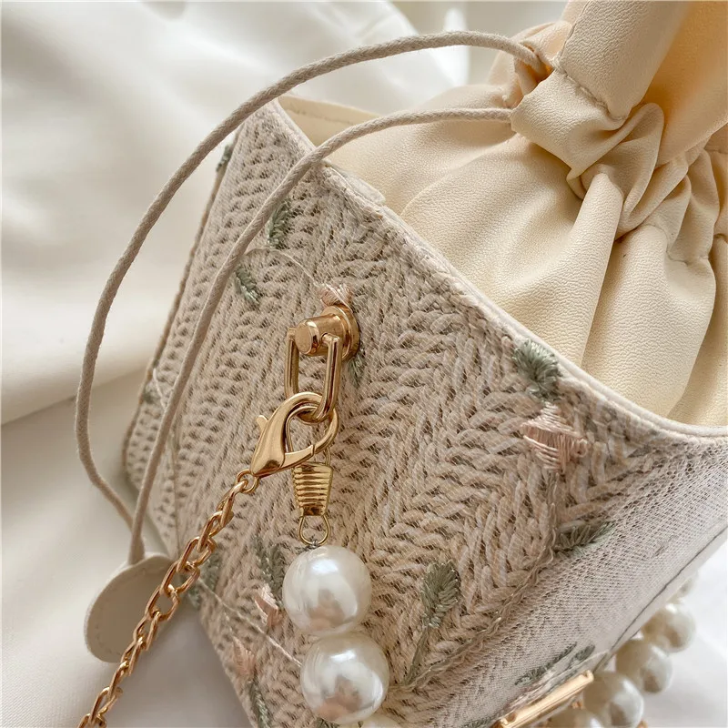 Straw Bags for Women 2022 Summer Hand-Woven Rattan Bag Handmade Woven Purse Beach Bag Bohemia Bali Pearl Handbag bolsos mimbre