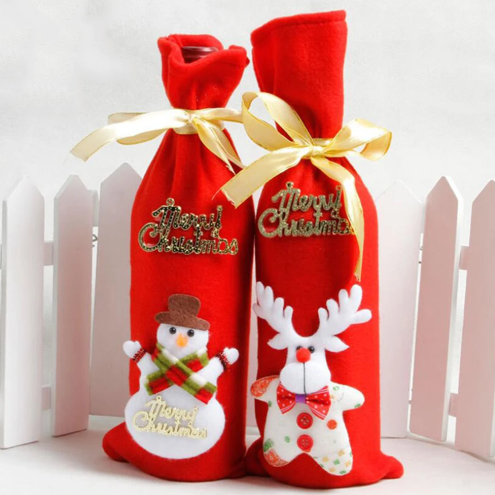 

Christmas Wine Bottle Cover Merry Christma Decor Holiday Christmas Snowman Champagne Bottle Cover Christmas Decorations For Home