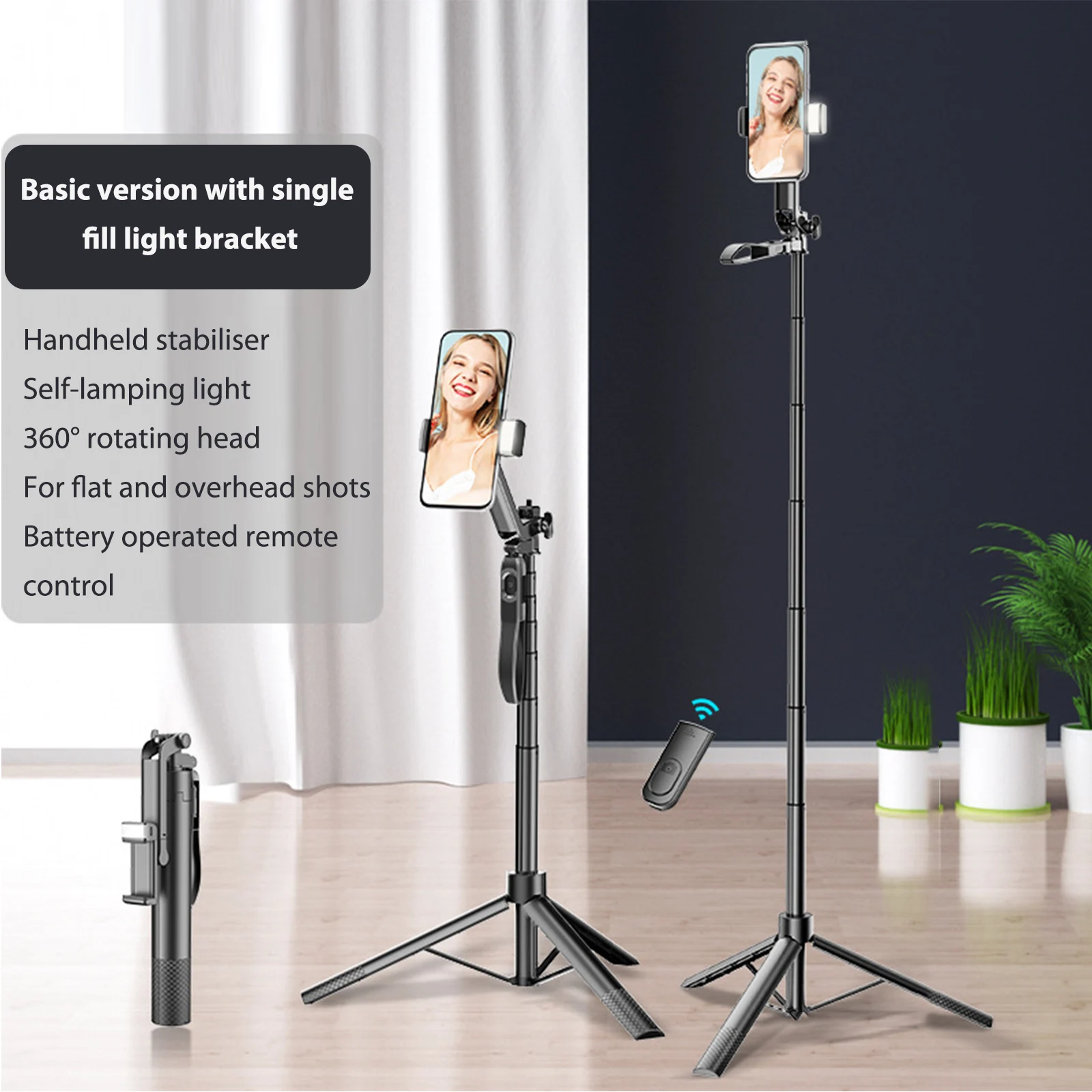 

Селфи-палка со стабилизацией штатив портативный уличный Мини Телескопический селфи-штатив 59 дюймов с беспроводным дистанционным затвором ...