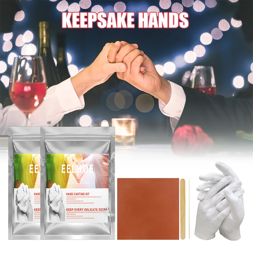 

50g/200 DIY Hands Casting Kit Plaster Statue Molding Hand Holding Craft Gift for Couples Adult Child Wedding Friends Anniversary
