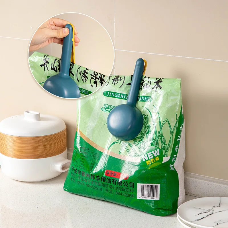 

Scoop rice spoon kitchen household rice shovel flour spoon coarse grains with clip spoon large capacity sealing spoon