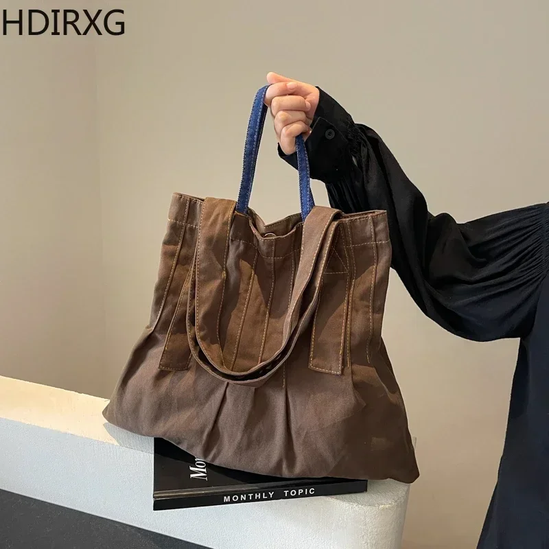 Новый стиль однотонная холщовая сумка-тоут большой емкости дизайнерская