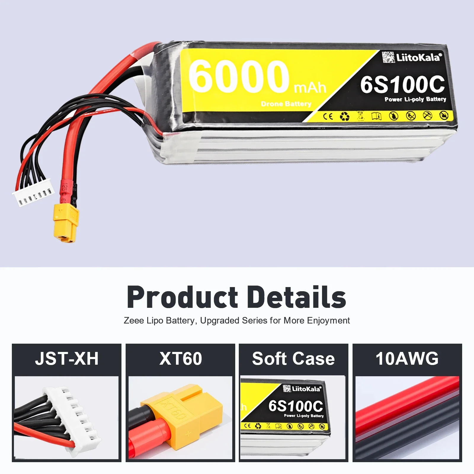 1-2 шт. LiitoKala 6S Lipo 22 2 в 6000 мАч FPV батарея для дрона 100C XT60 мягкий чехол