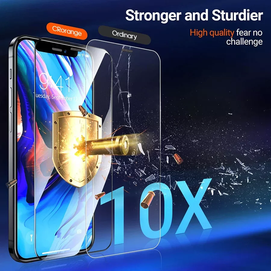 Screen Protector For iPhone 11 Pro Max 2021 New Military Level iX/XS Max Tempered Glass For iPhone 13Pro max 12 Pro Max i12 Mini