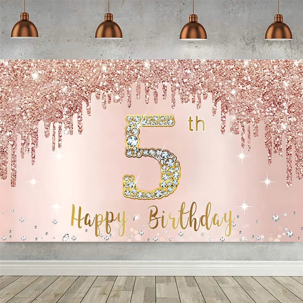 

Фон для фотографий с надписью «Happy 5» для девочек»