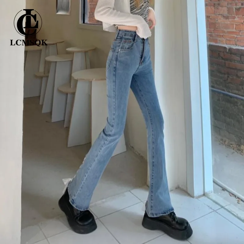 Blue Jeans Woman Y2k Female Clothing Streetwear Women's Pants Denim Straight Leg Jeans Korean Fashion High Waist 2022 Flare
