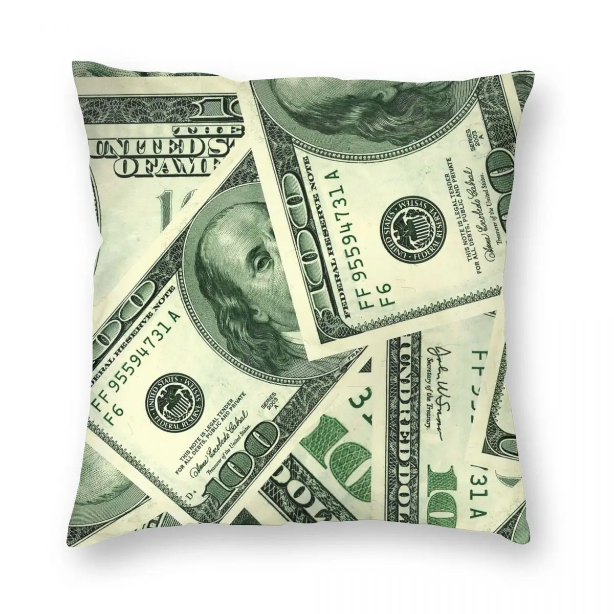 

100 Dollars Banknotes Pillowcase Soft Polyester Cushion Cover Decoration Pillow Case Cover Seater Square 40*40cm