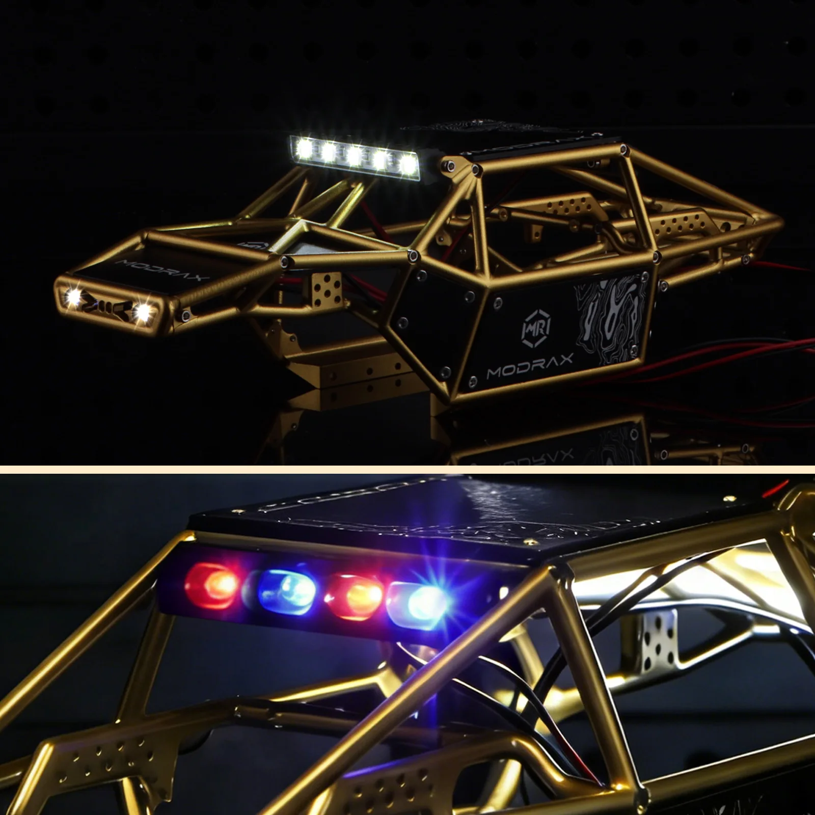 Фото Алюминиевый корпус ModRax MR24-Bharal с ЧПУ и LED-подсветкой для Axial 1/24 SCX24 C10 JLU Bronco Base Camp 4Runner, детали для тюнинга №4