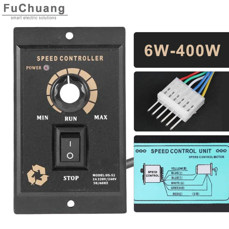 

400W AC 220V Motor Speed Pinpoint Regulator Controller US-52 Forward & Backward 50/60hz